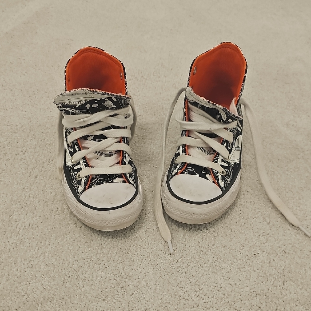 Kids Converse High-Top Sneakers - Black and Orange Size 11